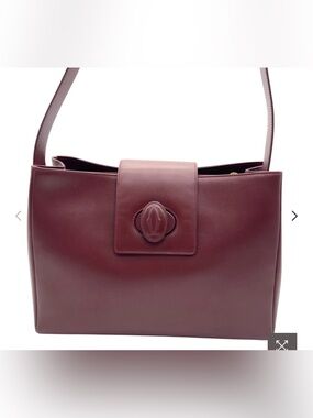 Authentic Vintage Must de Cartier Bordeaux Leather Shoulder Bag - Pristine